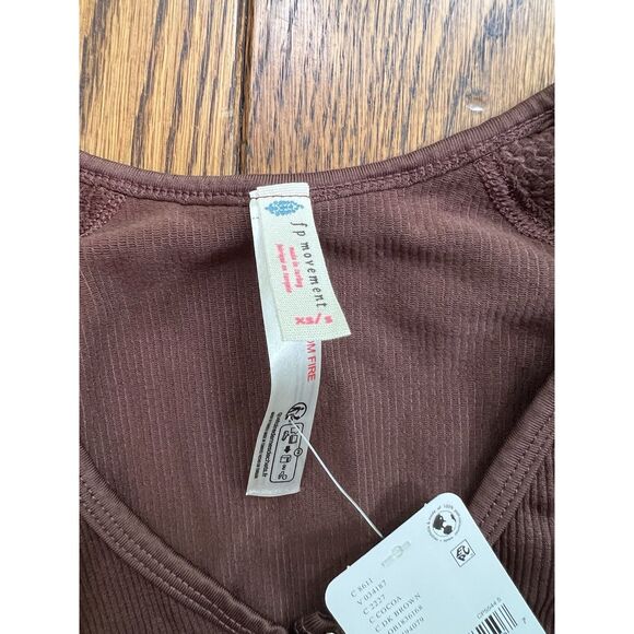 Free People Movement Bail Out Long Sleeve Layer Crop Top Cocoa Brown XS/S NWT - Picture 4 of 7